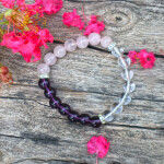 Rose Quartz with Amethyst and Crystal Quartz Bracelet