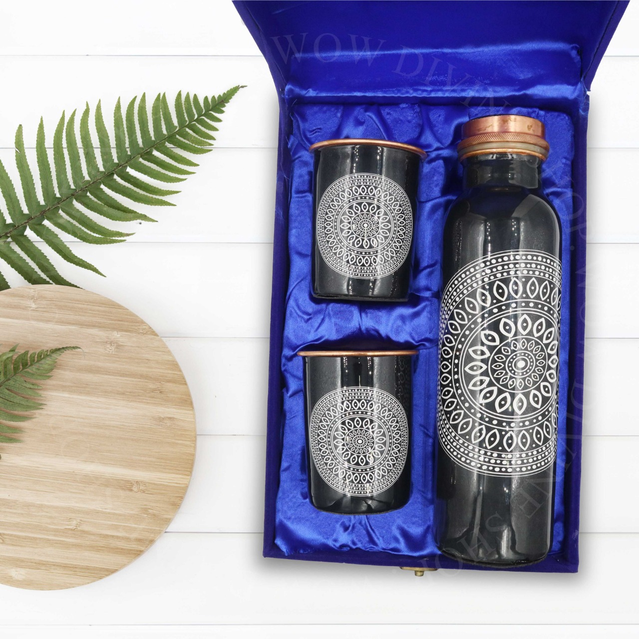 Copper Bottle with Floral Meenakari Design
