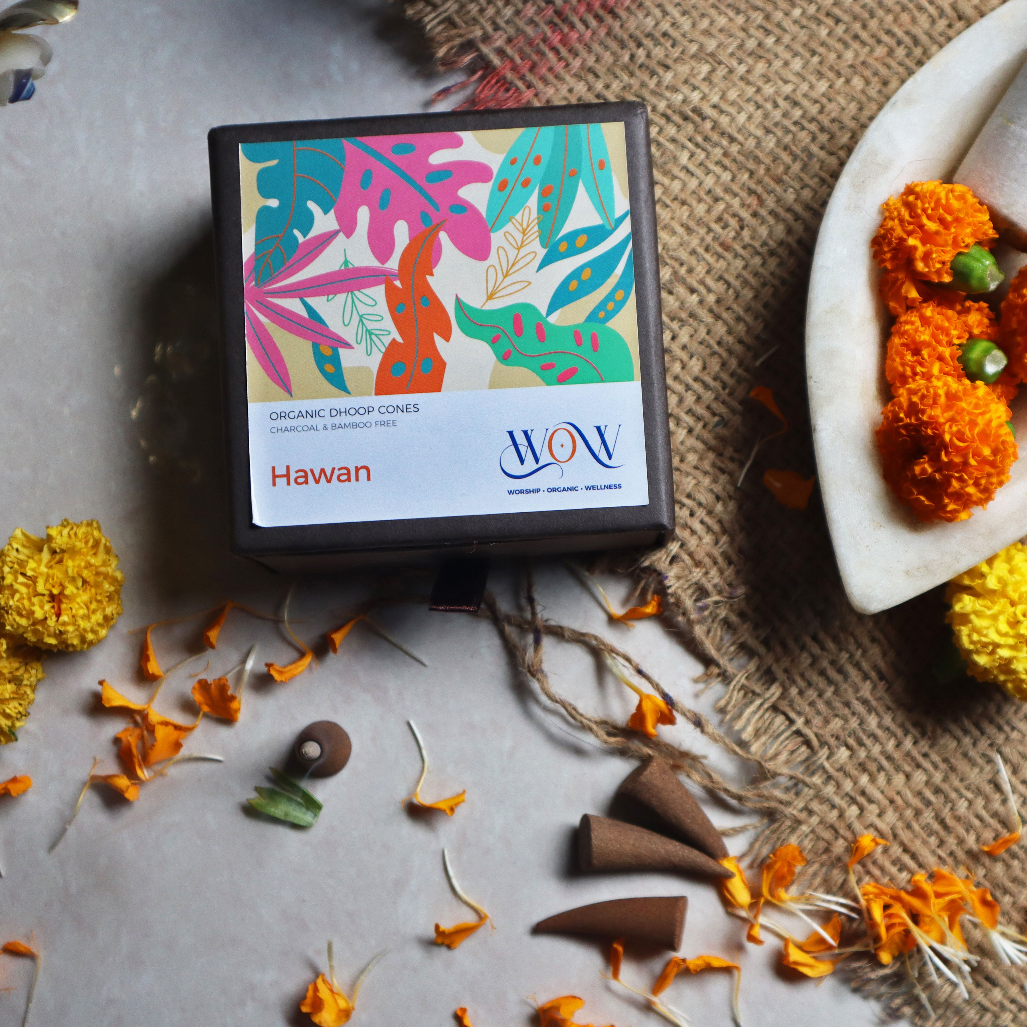 Hawan Fragrance Dhoop Cones - Charcoal & Bamboo Free