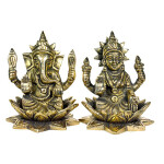 Laxmi Ganesh Idol Brass | Golden Finish