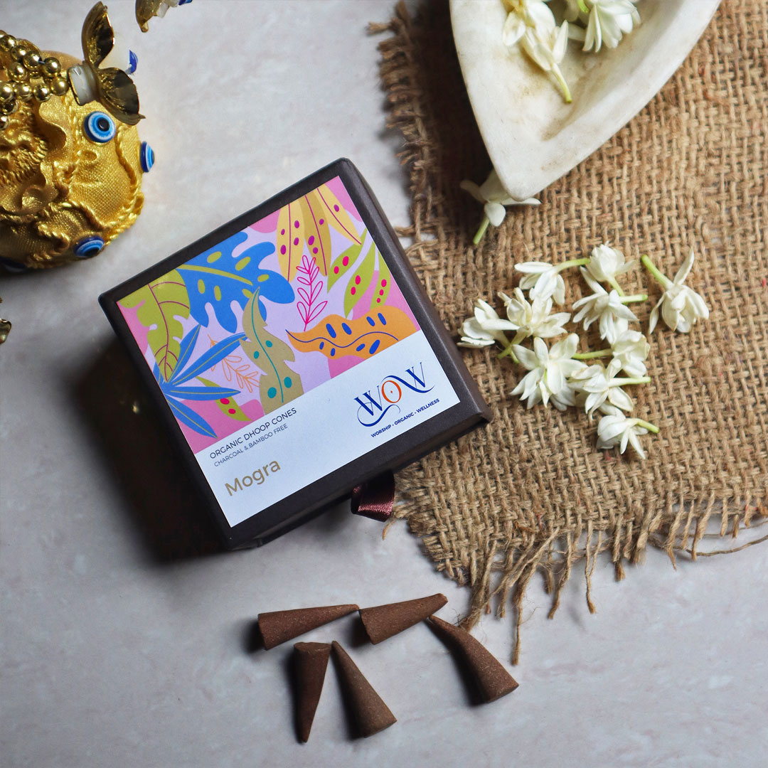 Mogra Fragrance Dhoop Cones - Charcoal & Bamboo Free