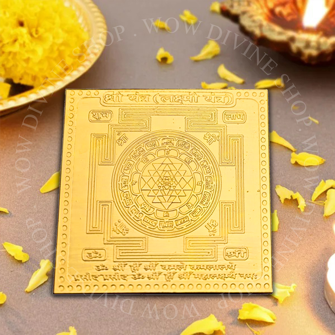 Shree lakshmi Yantra - Panchdhatu with 22 Carat Gold Polish