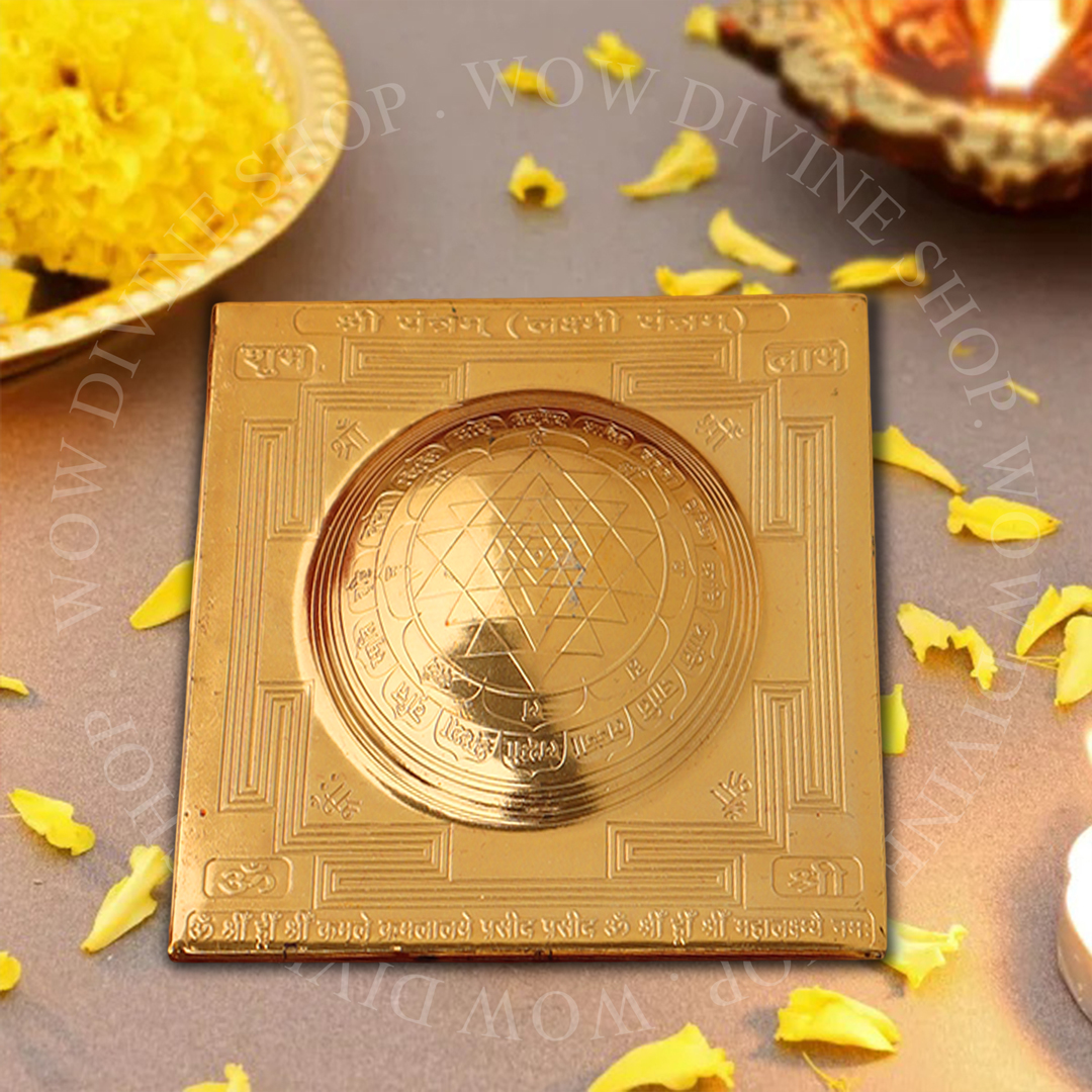 Shree Yantra with Dome - Panchdhatu with 22 Carat Gold Polish