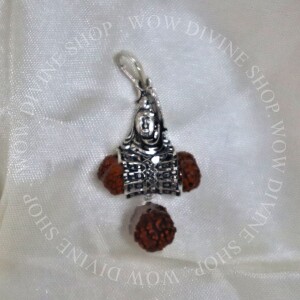 Silver Rudraksha Pendant With Shiva
