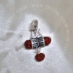 Silver Rudraksha Pendant With Trident