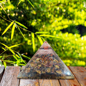 Tiger Eye Crystal with Copper Layer Pyramid