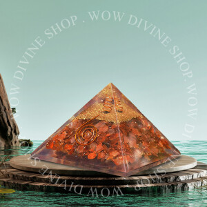 Red Carnelian with Copper Layer Pyramid